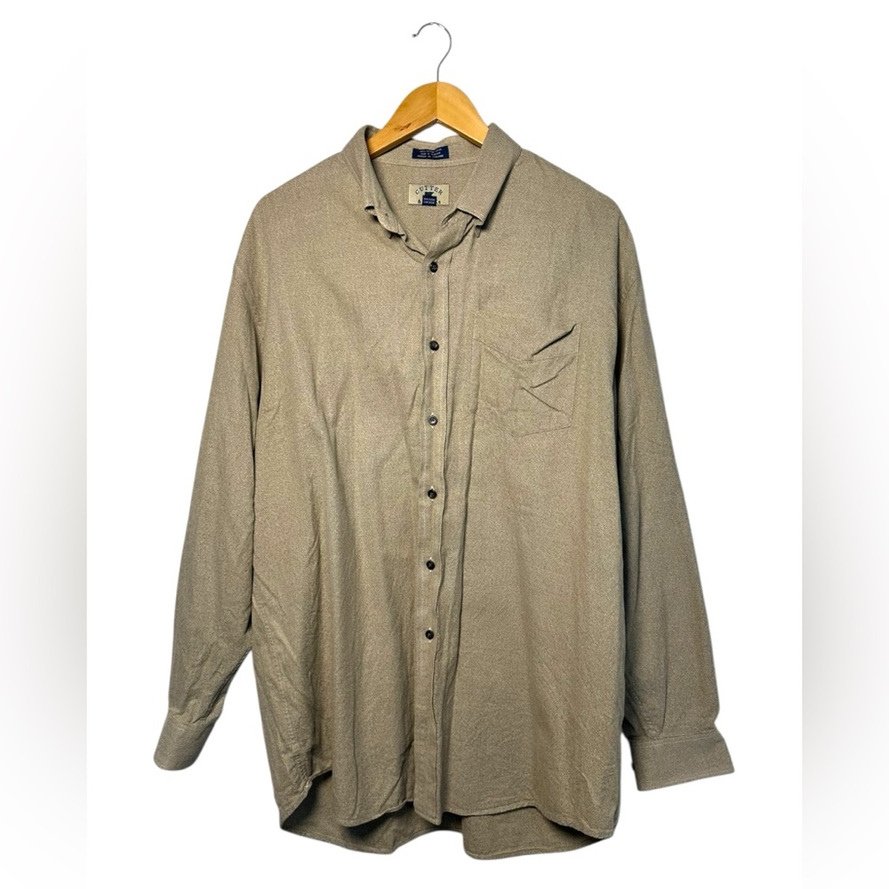 Cutter and Buck Mens Size XXL Button Down Tan Beige 100% Cotton Collared